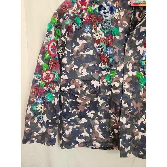 Anthropologie / Villagalo Oversized embroidered camo sequin jacket - Picture 3 of 11